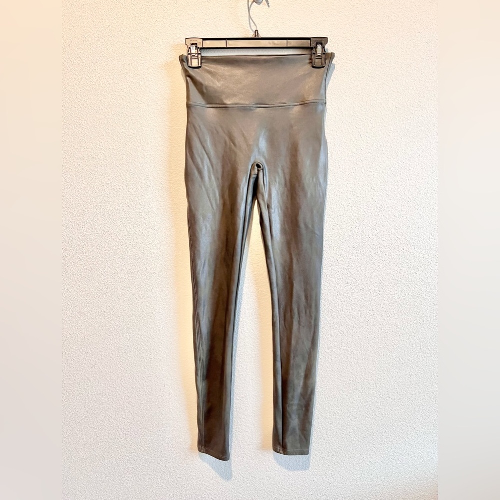 SPANX Olive Green Faux-Leather Leggings